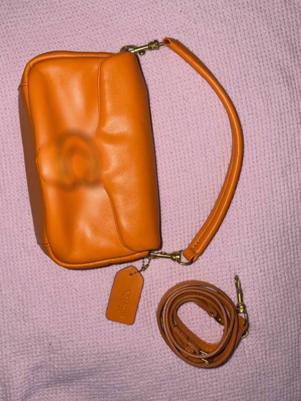 Orange Shoulder Bag with Detachable Strap
